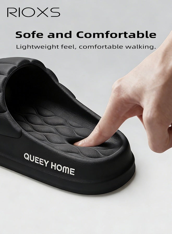 RIOXS Unisex Sponge Slippers, Soft EVA Indoor Slippers for Women and Men, Non Slip Shower Slide Comfy Sole Slippers, Slip-Resistant Bathroom Shower Slippers, Lightweight Bath Open-toed Flats, Unisex Slide Slipper for Home/ Backyard/ Beach/ Pool/ Travel/ College Dormitory, Comfort Footwear Classic Black - Image 4